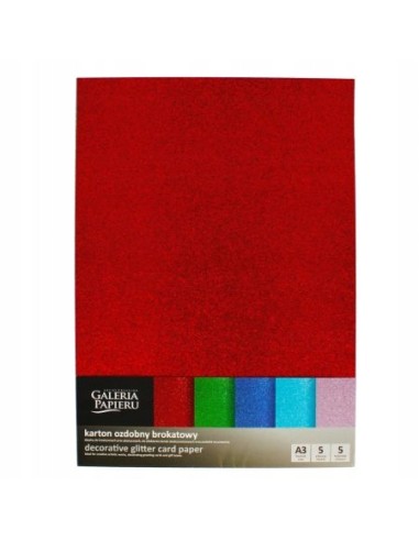 Decorative glitter card paper A3 mix colours 5pcs/pack 210g/m2