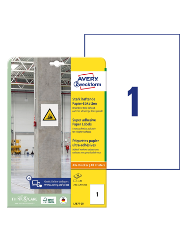 Labels Zweckform 210x297mm weatherproof