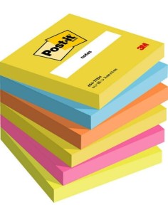 Post-it® Notes, Energetic Colour Collection, 76 mm x 76 mm, 100 Sheets/Pad, 6 Pads/Pack, 100% PEFC, SGSCH-PEFC-COC-110078