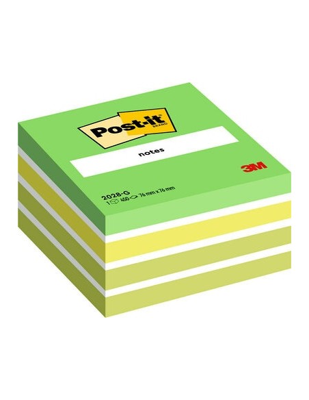 Post-it® Notes Cube, Green, 76 mm x 76 mm, 450 Sheets/Pad, 1 Pad/Pack, 100% PEFC, SGSCH-PEFC-COC-110078