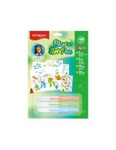 Kids spray pen set, include 3pcs spray marker, 3pcs stencil-plate and 10sheets white paper & a sheet stick label
