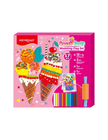 Plastiliini komplekt Keyroad Sweet Tasty, 180g + nuga + rull + värviline paber