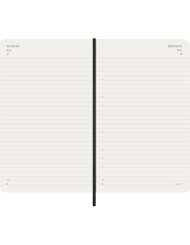 Kalendermärkmik Moleskine 2026 13x21cm, päev, pehmed kaaned, must