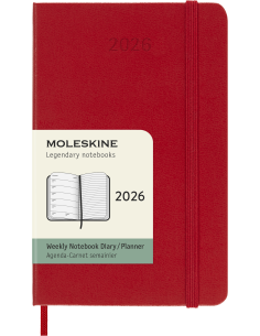 Kalendermärkmik Moleskine 2026 9x14cm, nädal, kõvad kaaned, punane