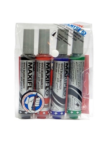 Valgetahvlimarker Pentel Maxiflo 6mm 4-värvi komplekt