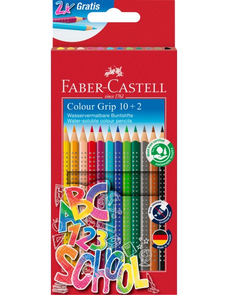 Värvipliiatsid Faber-Castell Grip komplekt 10+2-värvi