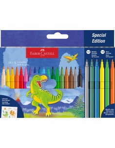 Felt-tip pen dinosaur 18+6 + stickers