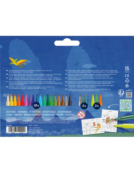 Felt-tip pen dinosaur 18+6 + stickers