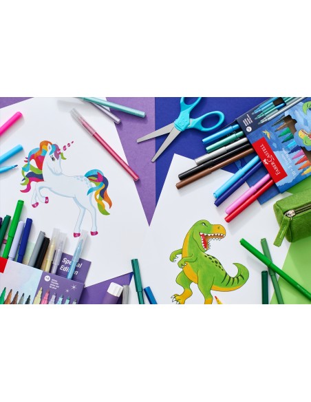 Viltpliiatsid Faber-Castell Unicorn 18+6-värvi + kleepsud