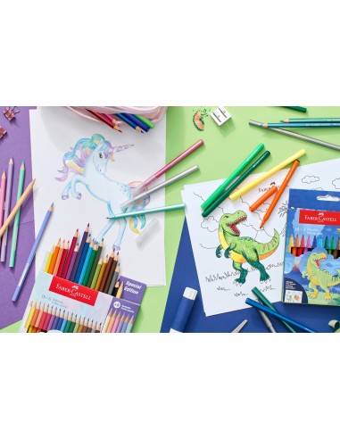 Viltpliiatsid Faber-Castell Unicorn 18+6-värvi + kleepsud