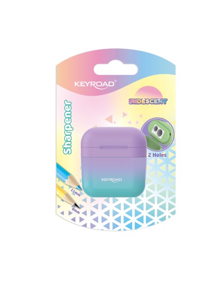 Iridescent collection! 2-hole compect sharpener, 1pc/blister card