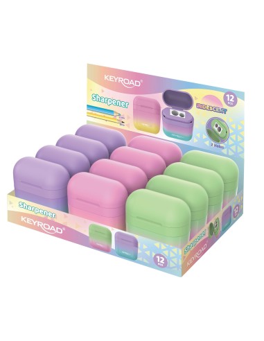 Iridescent collection! 2-hole compect sharpener,12pcs/display box