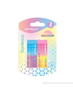 Kustutuskumm Keyroad Iridescent PVC-vaba, 2 tk, blistris