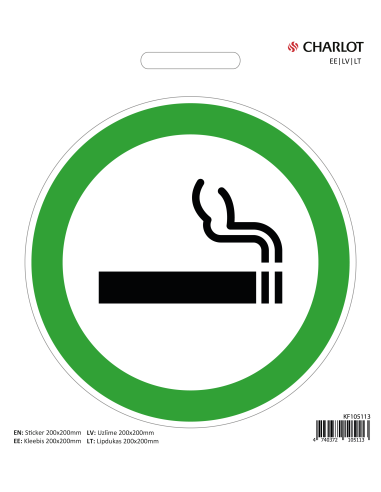 Label 200x200mm Smoking area