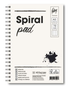 Spiraalplokk College A5/70l, 5x5 ruut, perfo ja kammspiraal pikemal küljel, augustusega, plastkaanega