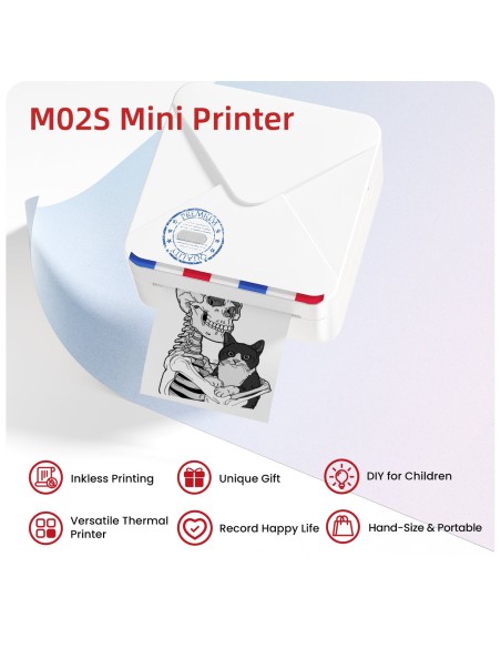 Etiketiprinter M02s TT 300dpi, bluetooth, kaasaskantav, roosa