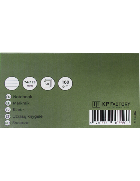 Office notepad College 50 sheets, lined, perforation on the long side,  74x128mm