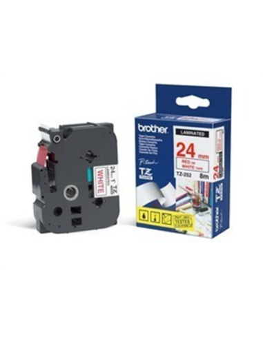 Kleepkirjalint Brother TZe-252 24mm x 8m punane kiri valgel
