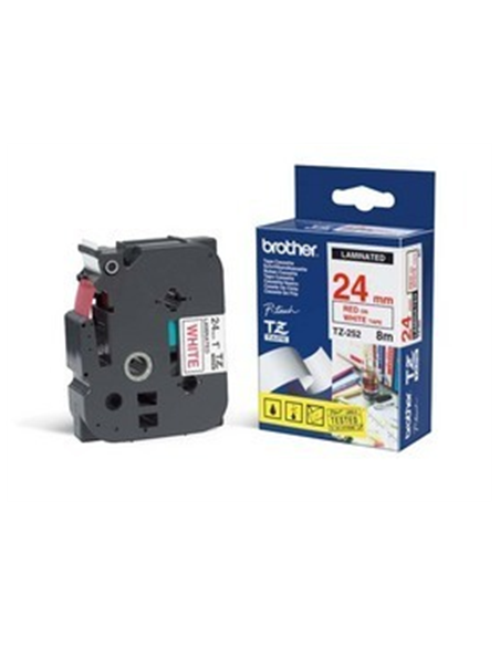 Kleepkirjalint Brother TZe-252 24mm x 8m punane kiri valgel