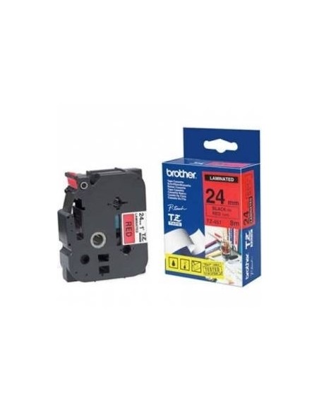 Kleepkirjalint Brother TZe-451 24mm x 8m must kiri punasel