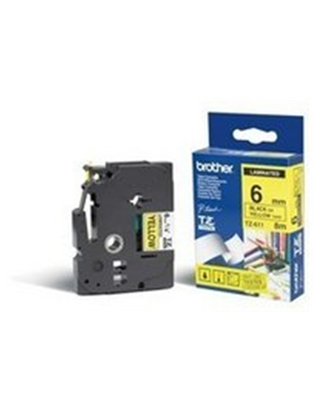 Sildilint Brother TZe-611, Black on Yellow, Lamineeritud