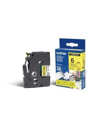 Sildilint Brother TZe-611, Black on Yellow, Lamineeritud