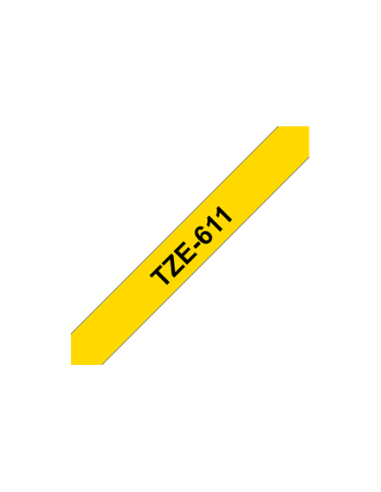 Sildilint Brother TZe-611, Black on Yellow, Lamineeritud