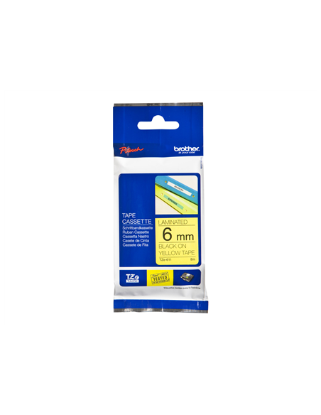 Sildilint Brother TZe-611, Black on Yellow, Lamineeritud