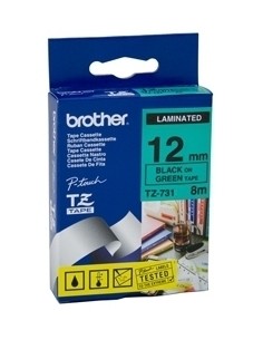 Kleepkirjalint Brother TZe-731, Black on Green, Lamineeritud