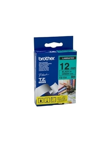 Kleepkirjalint Brother TZe-731, Black on Green, Lamineeritud