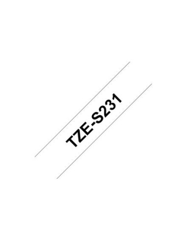 Etiketipael Brother TZe-S231, Black on White, Ekstra-tugev liim