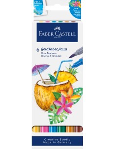 Akvarellimarker Faber-Castell Gofa Aqua 6-värvi fantaasia Coconut