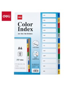 Dividers DELI A4 Asst.