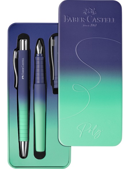 Pastapliiatsi komplekt Faber-Castell Poly Ball Buzzing Blue FP+BP