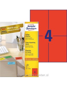 Etiketid Zweckform 3456 105x148 mm A4/100L punane (P)