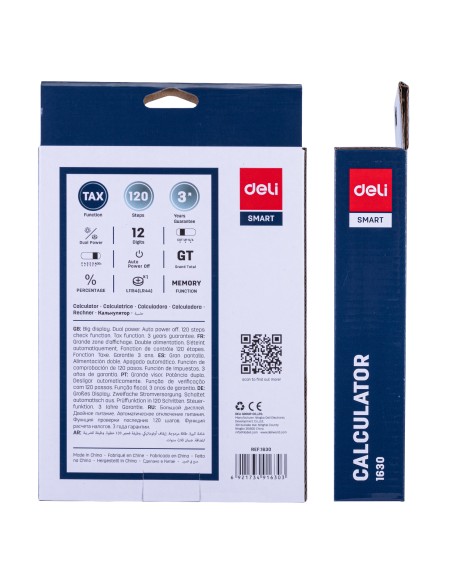 Desktop Calculator Deli Plastic-12 digits, 120 steps check, tax Deli