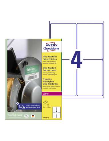 Labels Zweckform 99,1x139mm polyester weatherproof, white 40Sheets