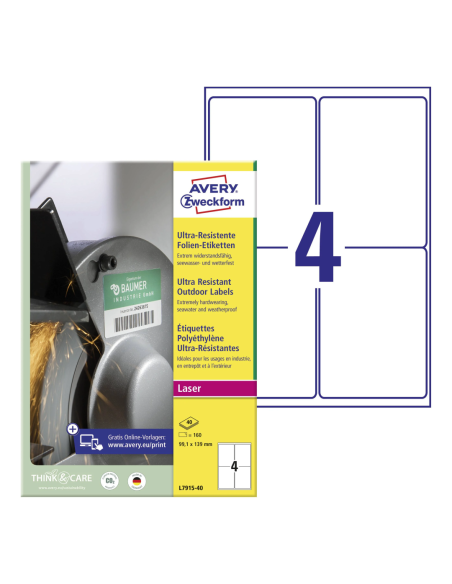 Labels Zweckform 99,1x139mm polyester weatherproof, white 40Sheets