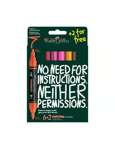 Akrüülmarker Multimark komplekt 6+2 värv Flame