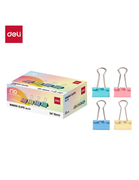 Paberiklamber DELI Rio 19mm 12tk/pk assortii värvid
