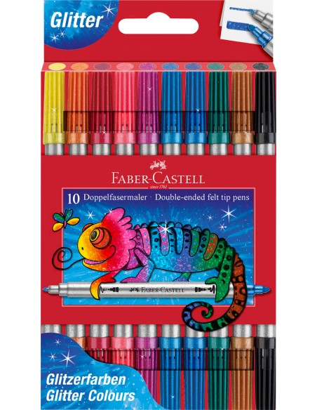 Viltpliiatsid Faber-Castell 2-otsaga 10-värvi glitter