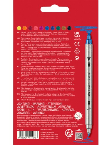 Double fibre-tip pen glitter set of 10