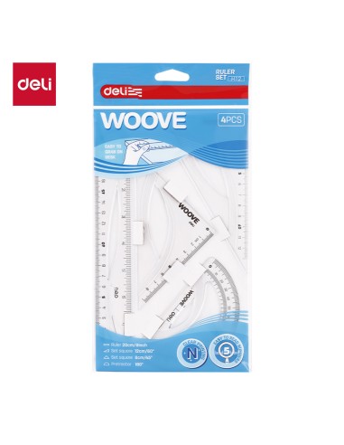 Joonlaudade komplekt DELI Woove 20cm 4 tk, läbipaistev