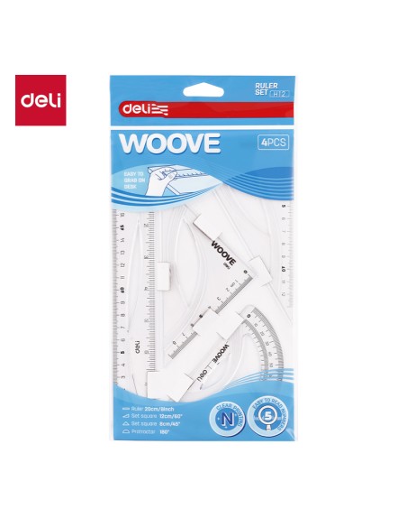 Joonlaudade komplekt DELI Woove 20cm 4 tk, läbipaistev