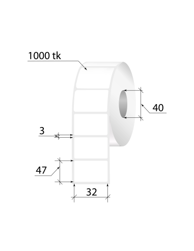 Termosiirde etiketid 47x32mm 1000tk