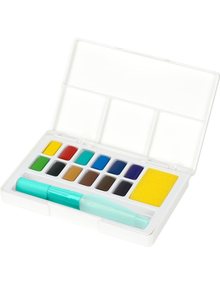 Watercolours in pans 12x + Brush