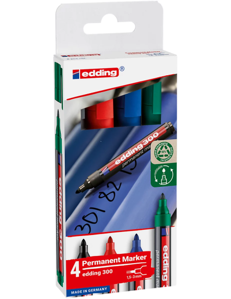 Permanentne marker Edding 300 4-värvi pappkarbis