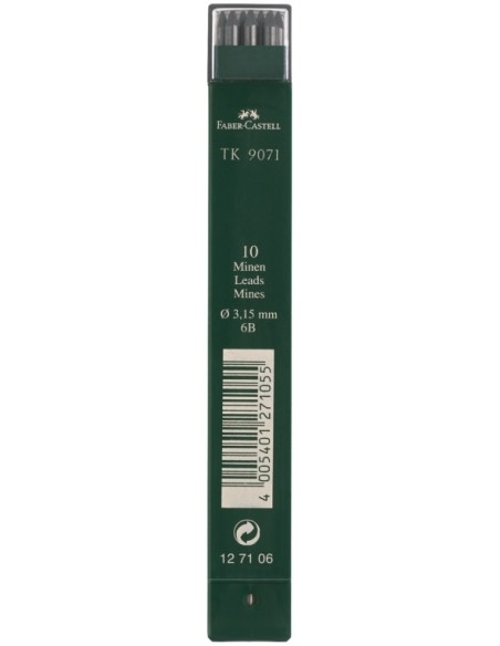 *Mehaanilise pliiatsi söed Faber-Castell T 9071 Ø 3,15mm 10tk 6B