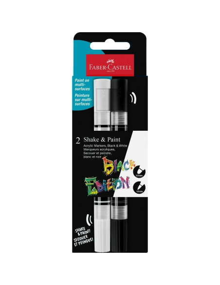 Akrüülmarker Faber-Castell Black Edition 2-värvi must-valge