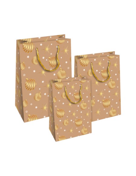 Kinkekott sangadega 25x12x35cm (Florio, kuldsed jõulukuulid)